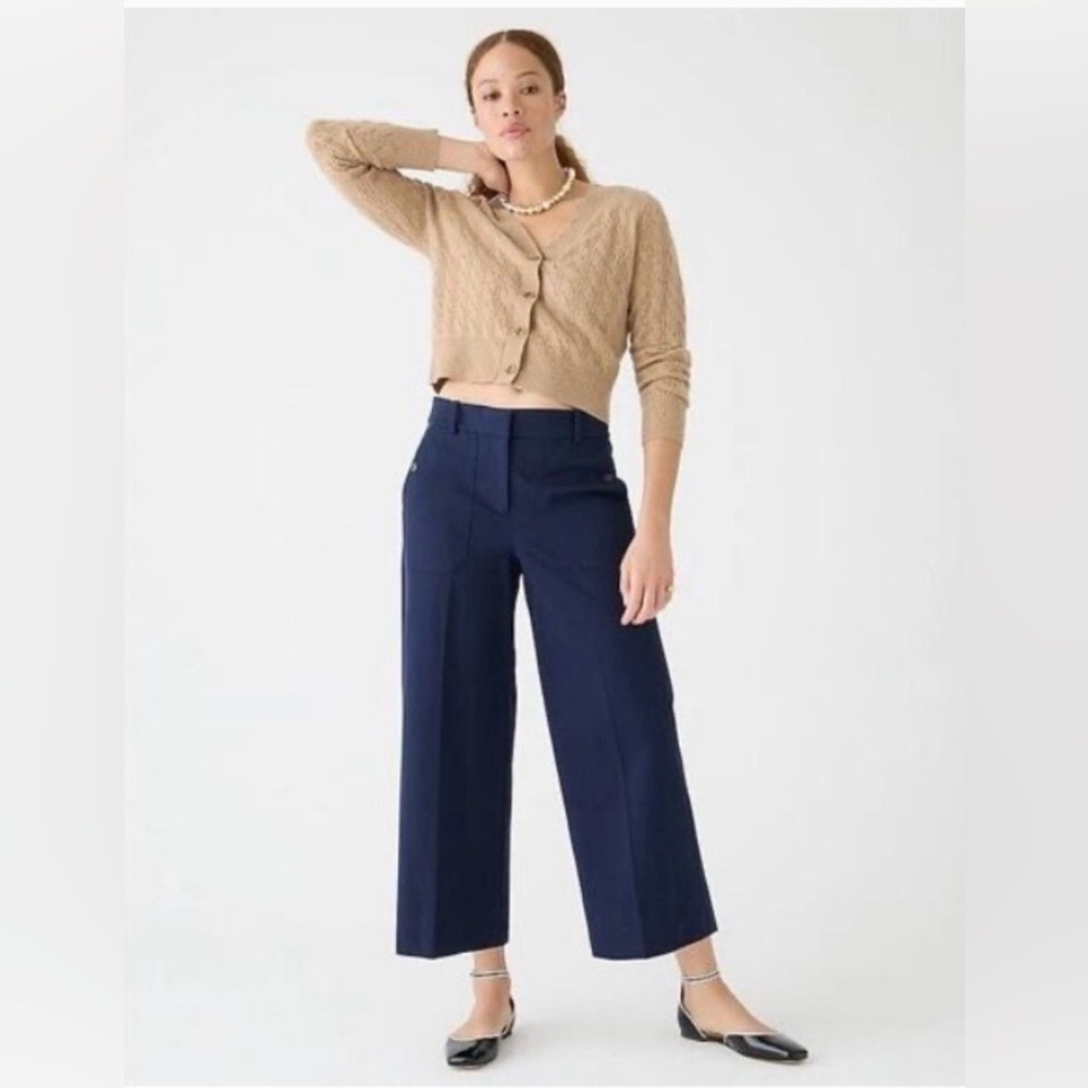 J Crew Sydney cropped linen pants Navy size 00 NWT